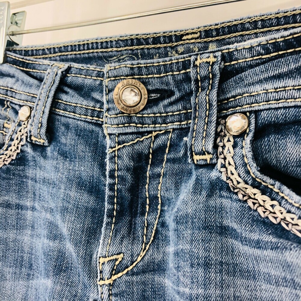 Y2K Ariat Women's Blue Denim Cotton Low Rise Bootcut Casual Jeans Pants Size 26R - Picture 3 of 9